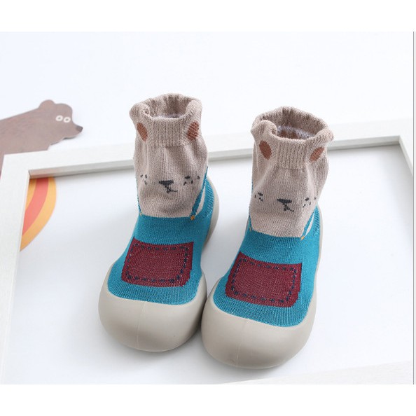 (Hàng mới về)Giày bún tập đi cho bé cổ cao họa tiết hoạt hình sinh động đáng yêu cho bé từ 1-3 tuổi