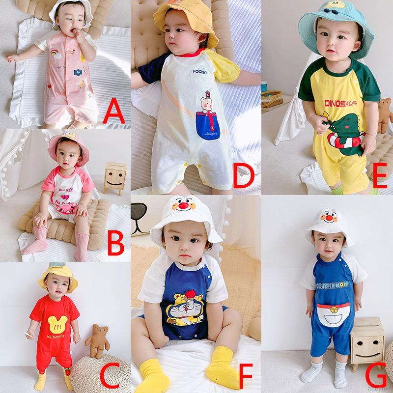 Bộ Áo Liền Quần Tay Ngắn Chất Liệu Cotton Mỏng Thoáng Khí Thời Trang Mùa Hè Cho Bé