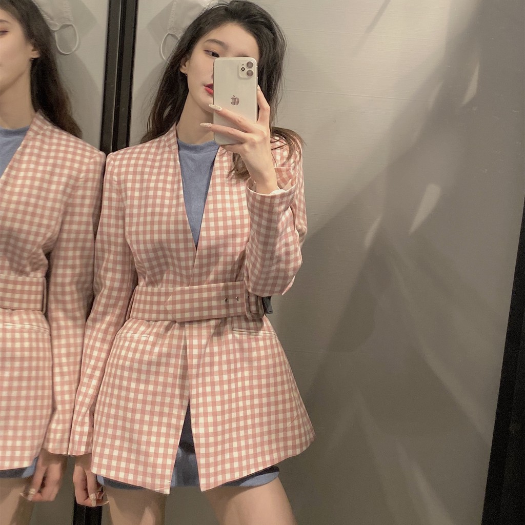 (Hàng Đẹp)Ảnh thật 5 hình cuối-HC321.Áo blazer Zar Cos Âu Mỹ thắt đai cá tính