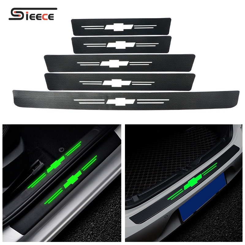 Sieece DáN CửA Ô Tô Sáng Sợi Carbon NẹP ChốNg XưỚC Ô Tô Miếng Dán Bảo Vệ Viền Cửa Xe Hơi Dán Cốp Ô Tô Miếng Dán Xe Phụ KiệN Ô Tô Cho Chevrolet Cruze Spark Captiva Sonic Camaro Aveo Colorado Corvette Silverado Tahoe Spin Optra Orlando