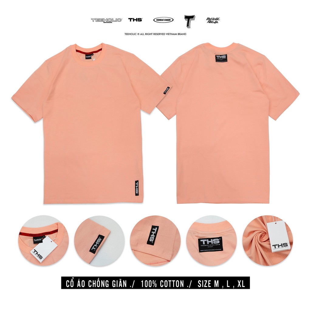 Áo thun trơn Unisex nam nữ TeeHolic màu đen, trắng, xanh neon, tan, tím, hồng, vàng