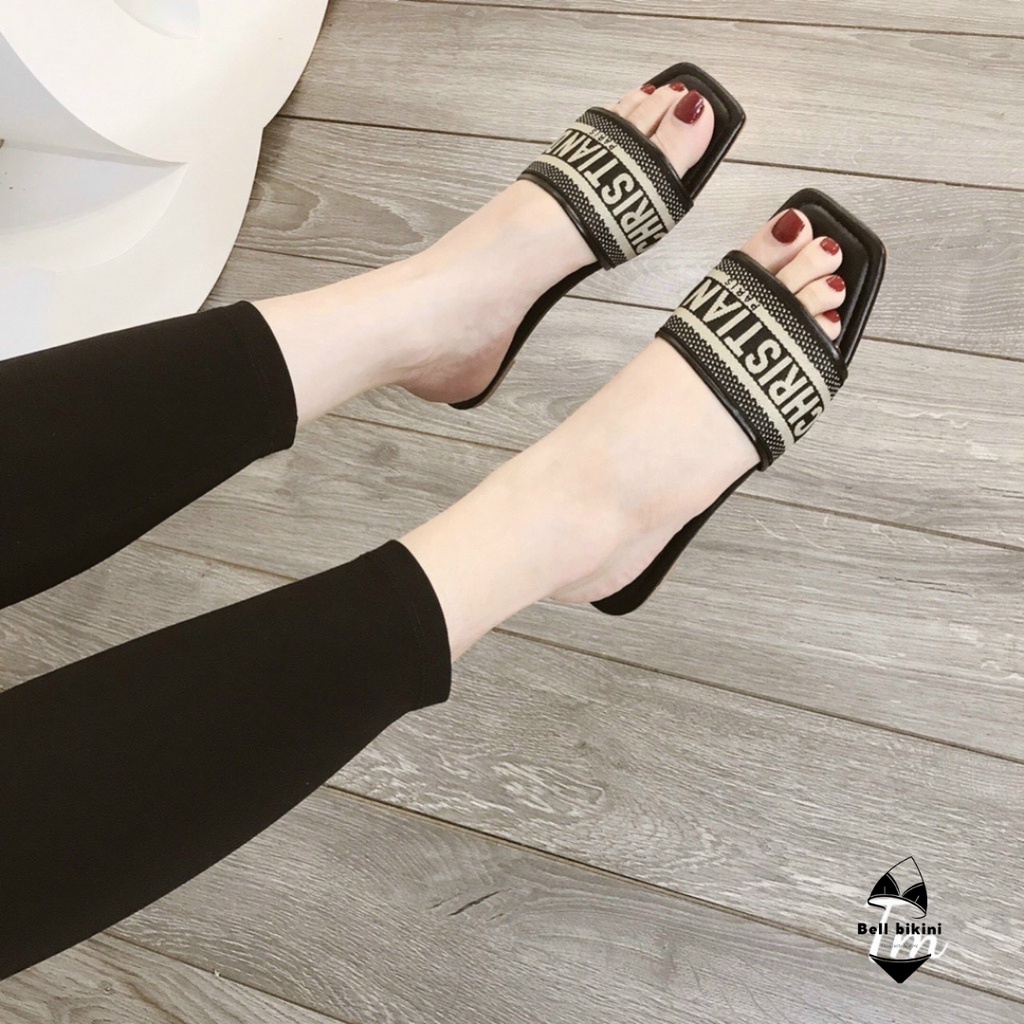 Dép Lê Thổ Cẩm Chri.Stian Di.Or Quai Chun Thời Trang Sang Chảnh - Dép Lê Quai Ngang Đế Bệt Mũi Tròn - Bell Bikini - D043