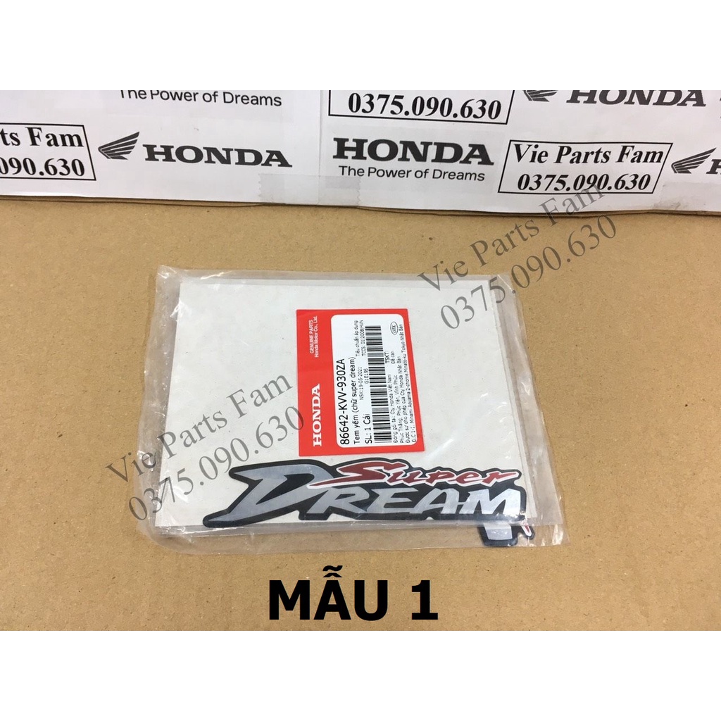 Tem yếm bửng Dream Việt/ Super Dream, hàng chính hãng Honda mới 100% (giá 1 tem)