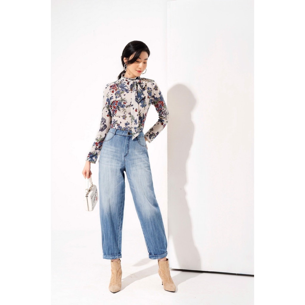 Quần jean nữ lưng cao dáng baggy Eva de Eva 20AQJE001R