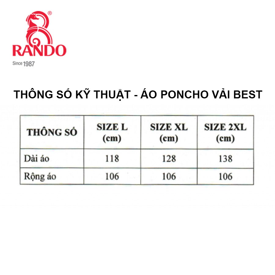 Áo Mưa Choàng Cánh Dơi RANDO Cao Cấp Chính Hãng Vải Dù Không Thấm Nước Thời Trang Loại Người Lớn Xẻ Tà Nam Nữ PCBEST