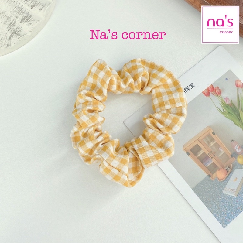 Thun cột tóc vải caro size nhỏ chun buộc tóc