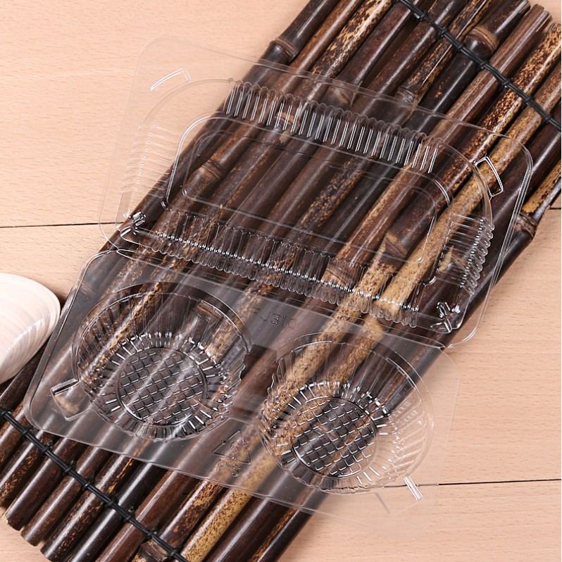 (50 cái) Hộp Nhựa Đựng Bánh Tart Trứng, Bánh Bao, Hộp Nhựa 2 ô và 4 ô