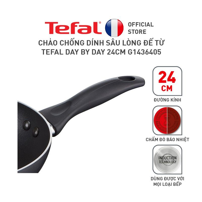 CHẢO CHIÊN DÁN SÂU LÒNG TEFAL DAY BY DAY G1436405 ( 24CM - ĐÁY TỪ )