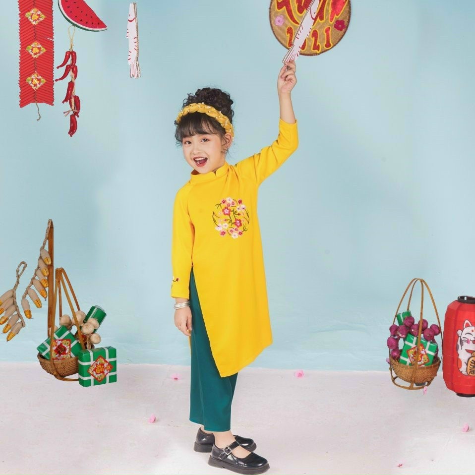 Sét áo dài cách tân mẹ bé cao cấp đẹp mềm mại co giãn nhẹ nhàng