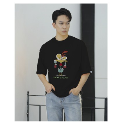 Áo nam Unisex tay lỡ form rộng, 100%cotton co giãn 4 chiều Chicken TBSA08