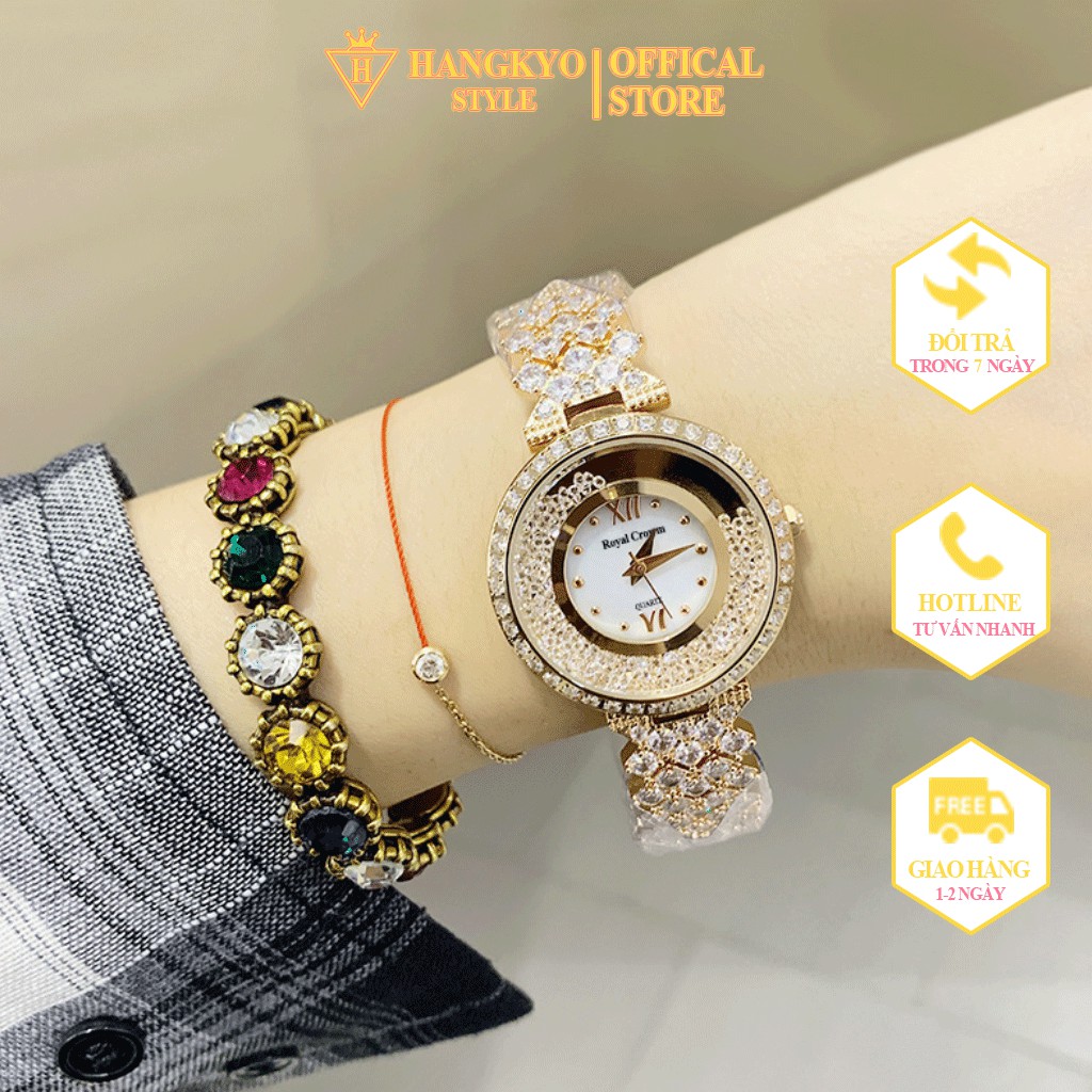 Đồng hồ nữ đẹp Royal crown đính đá siêu đẹp, bảo hành 12 tháng