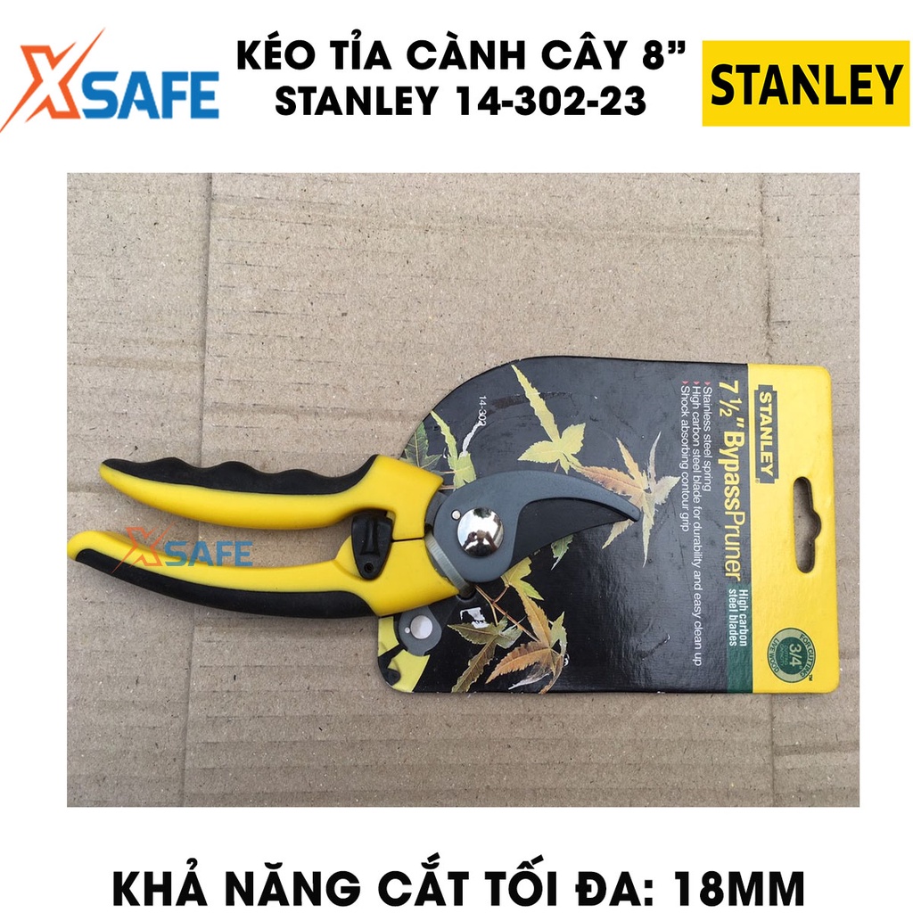 Kéo tỉa cành cây 8 inch STANLEY 14-302-23 200mm Kéo cắt tỉa tiện dụng, lưỡi kéo thép Carbon bén, cứng cáp