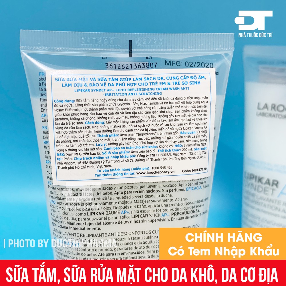 Sữa tắm, sữa rửa mặt La roche posay Lipikar Sydnet AP+