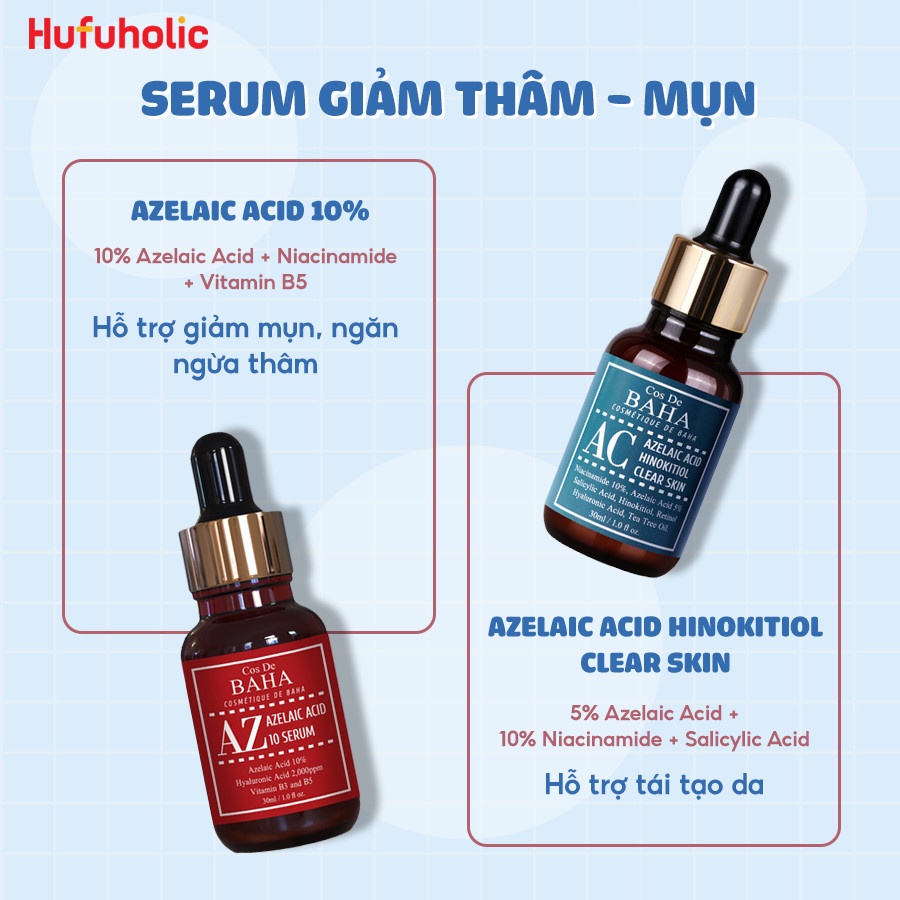 Tinh chất Cos De BAHA serum Arbutin Azelaic Acid Hydroquinone Hyaluronic B5 Salicylic Acid Vitamin C Retinol Niacinamide