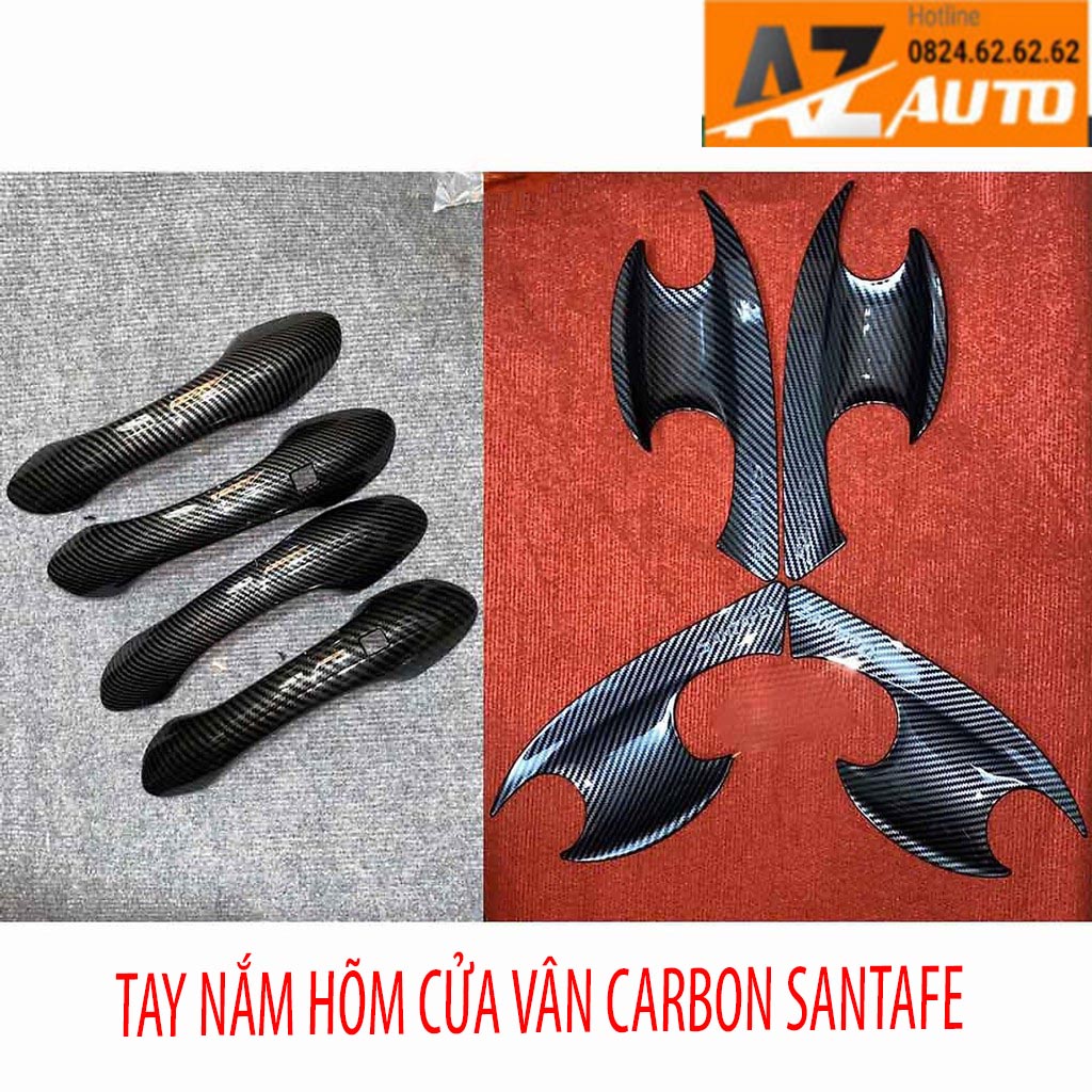 Ốp tay nắm, hõm cửa Santafe 2019-2022 Vân Carbon