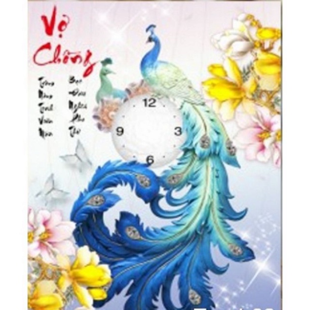 Tranh thêu chữ thập 3D ĐỒNG HỒ VỢ CHỒNG LV3159_41*55CM