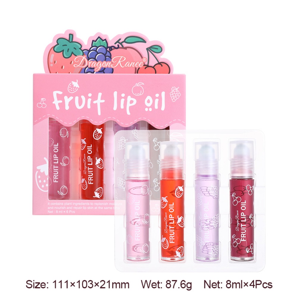 Bộ son môi bóng ANNIES dạng lăn trong suốt hỗ trợ dưỡng ẩm chống khô và nứt với 4 hương trái cây