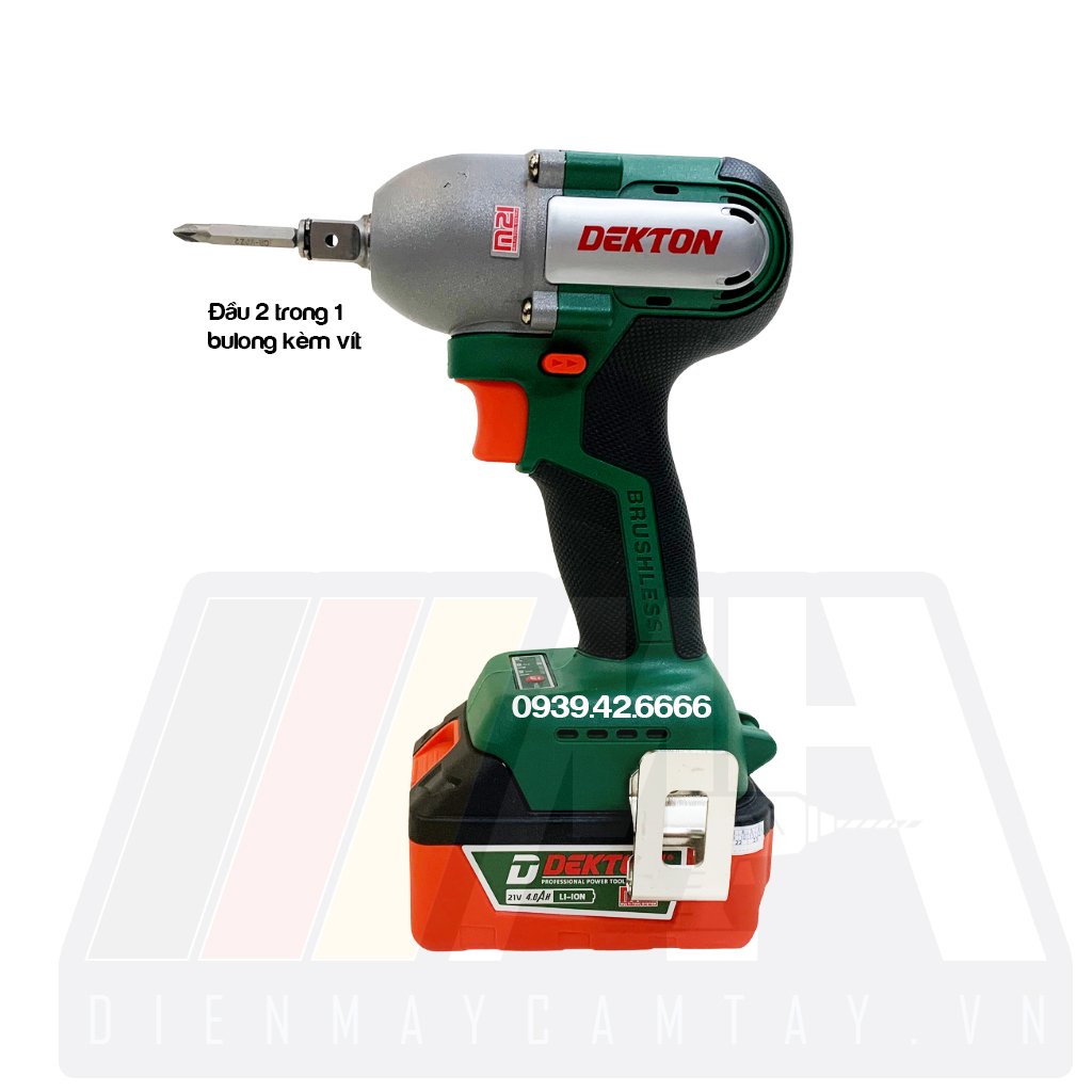 Máy Siết Bulong Kèm Bắt Vít Dùng Pin Dekton M21-IW380N - Lực Siết 380Nm - Motor Brushless