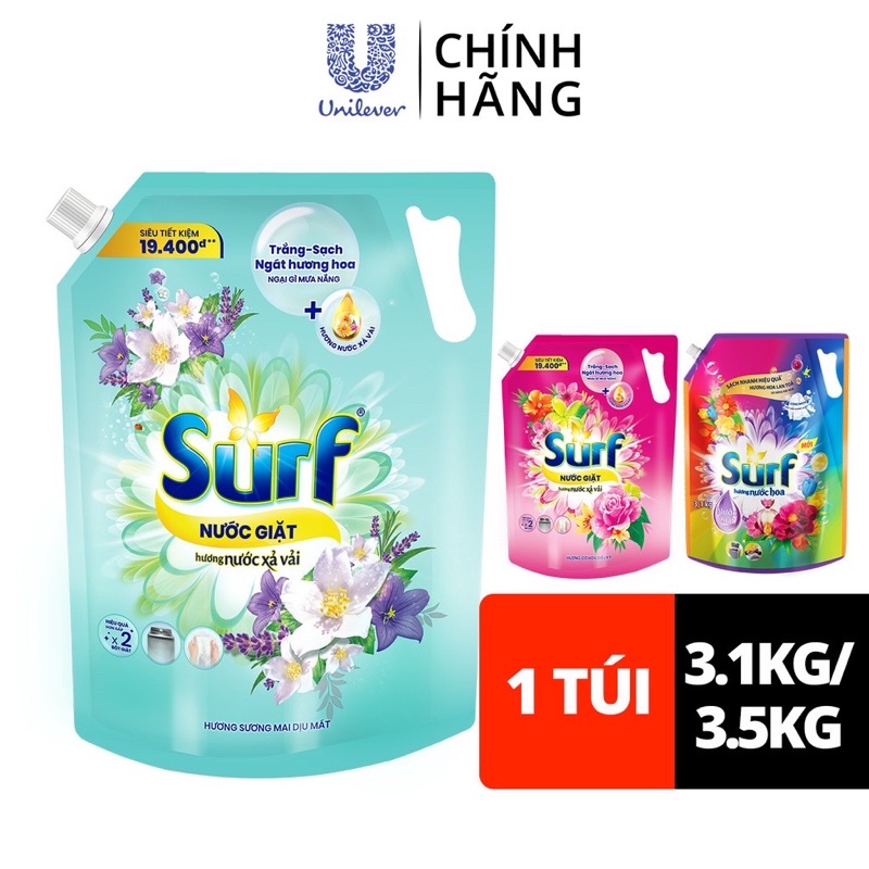 Nước giặt Hương Xả Vải Surf túi 2kg8