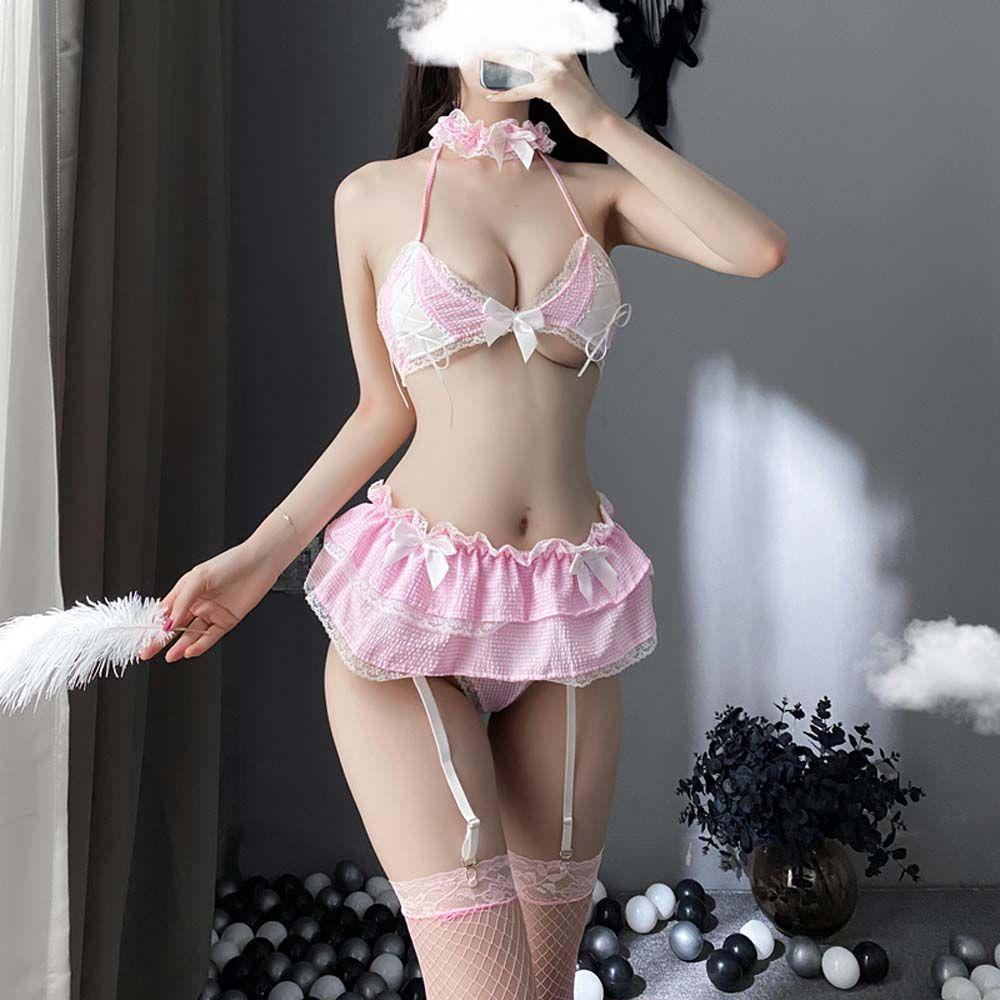 Bộ Đồ Lót Ngủ Hóa Trang Người Hầu Viền Ren Bèo Gợi Cảm Nhiều Màu Sắc Cho Nữ
