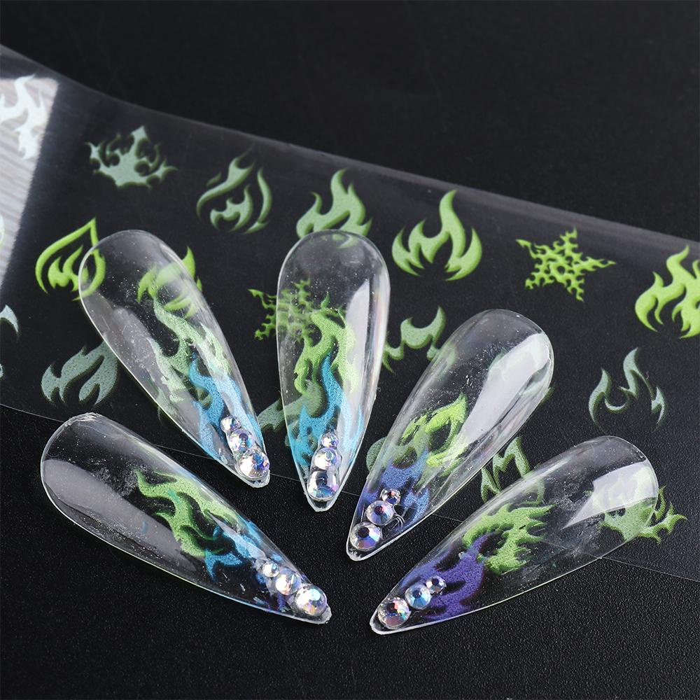 Bộ Miếng Dán Trang Trí Móng Tay Nghệ Thuật Màu Dạ Quang DIY