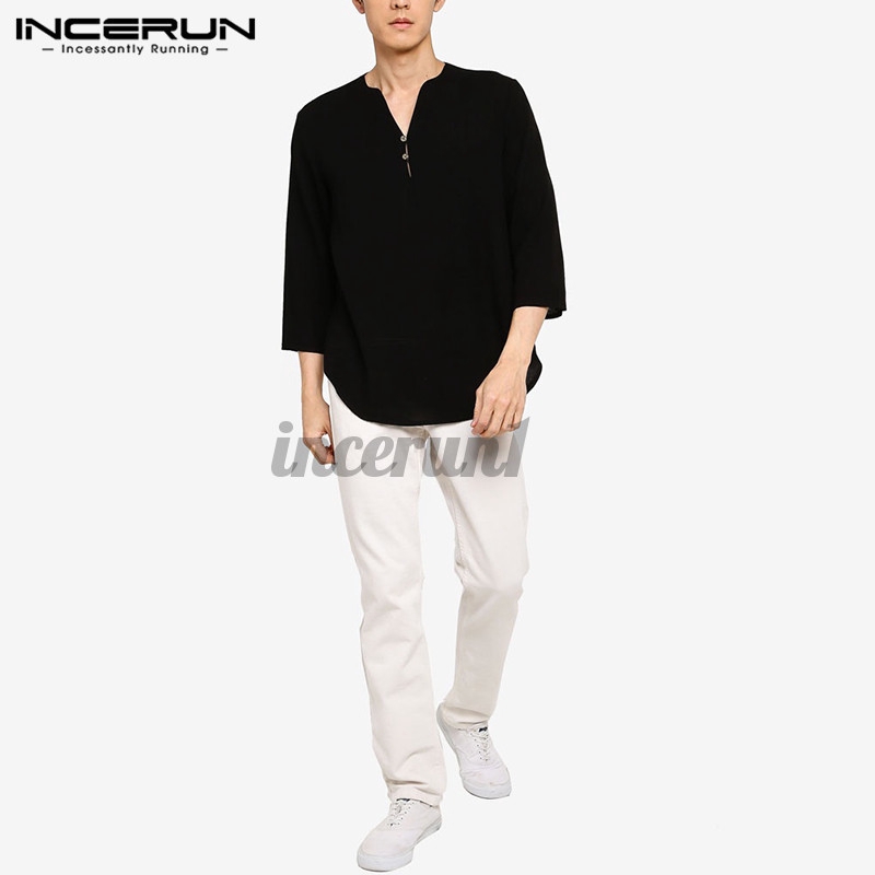 Áo Thun INCERUN Tay Lỡ Cổ Chữ V Thời Trang Nam | BigBuy360 - bigbuy360.vn