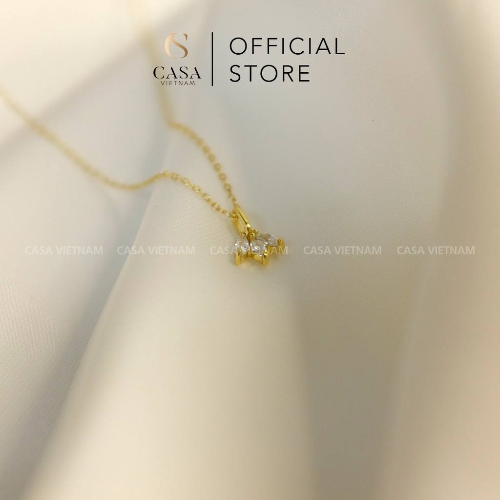 CASA Dây chuyền Bạc 925 mạ vàng mặt 3 LÁ dành cho nữ CASAN029