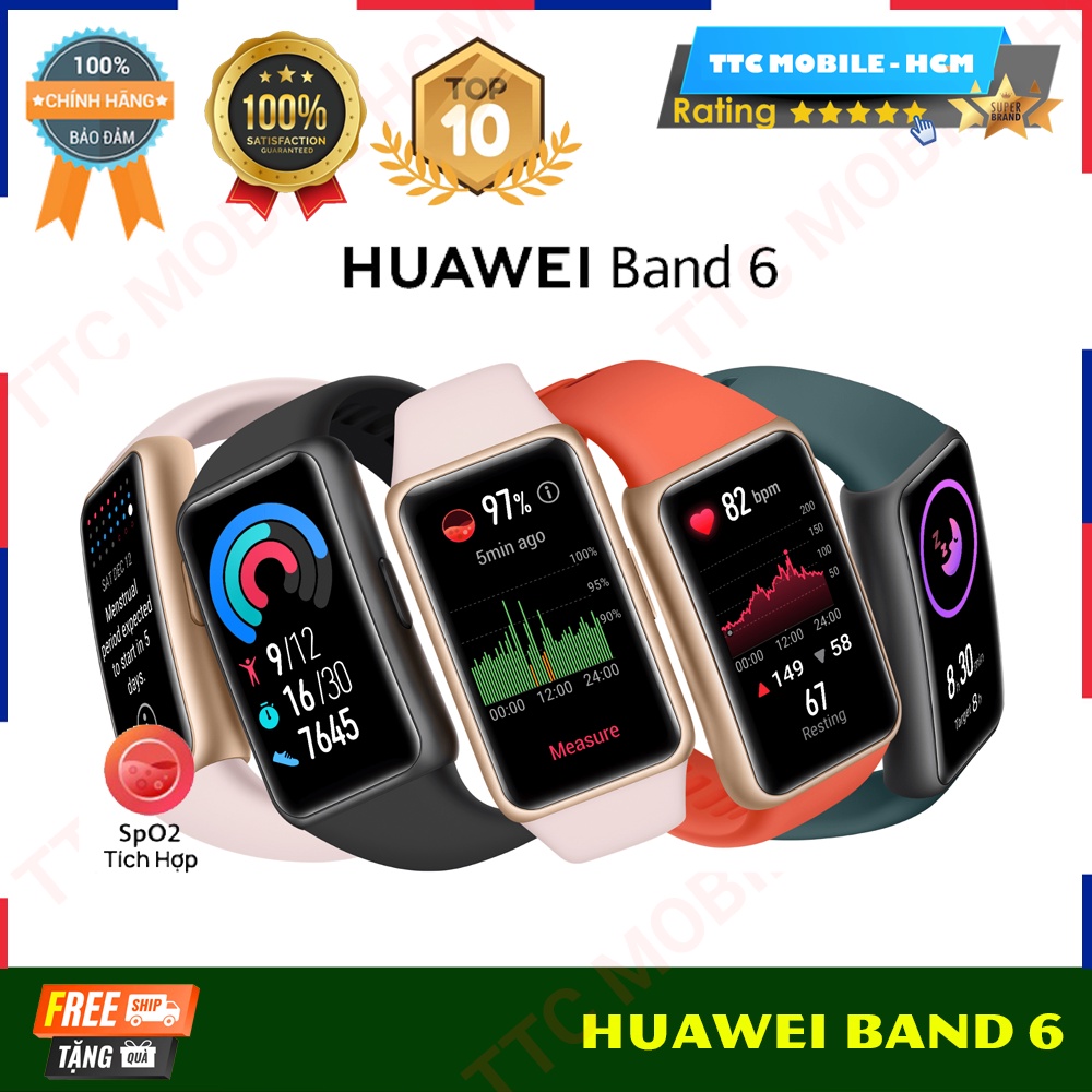 Vòng Đeo Tay Thông Minh HUAWEI Band 6 | Theo Dõi SpO2 Cả Ngày | Màn Hình Tràn Viền | Pin Liên Tục 2 Tuần | NGUYÊN SEAL