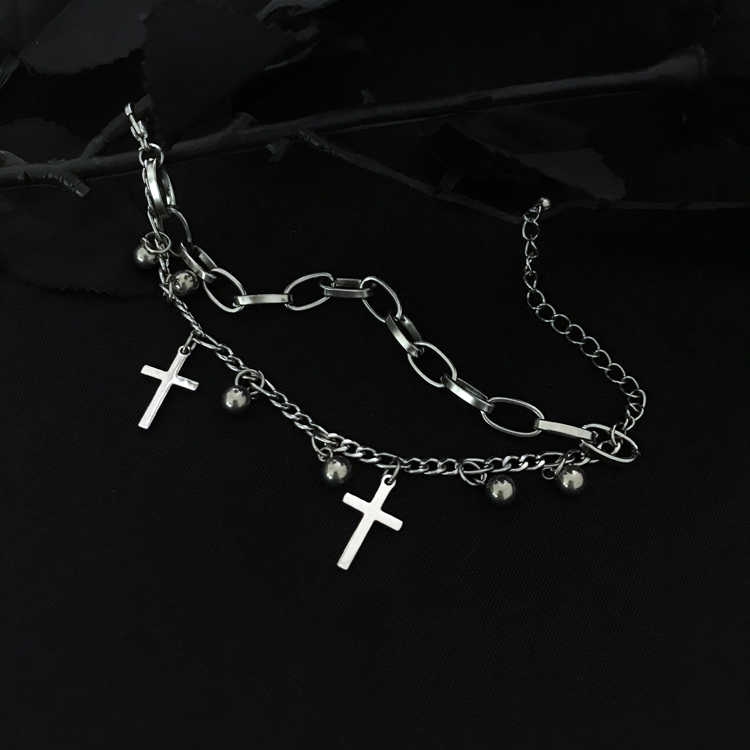 ins double layer Bundy titanium steel Love cross Little bear Bracelet Pendant