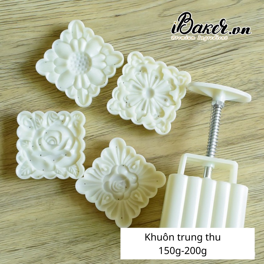 Khuôn trung thu lò xo Vuông - 4 mặt hoa