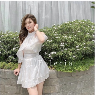 ĐẦM CỔ YẾM RỚT VAI TẦNG LỤA XƯỚC [kèm ảnh thật]