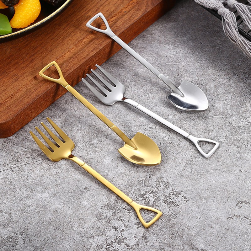 Muỗng khuấy cafe ăn bánh kem dưa hấu tráng miệng hình xẻng bằng thép không gỉ