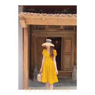 🌼Váy vàng bọc cúc siêu đẹp tôn da kèm ảnh thật ảnh 3
