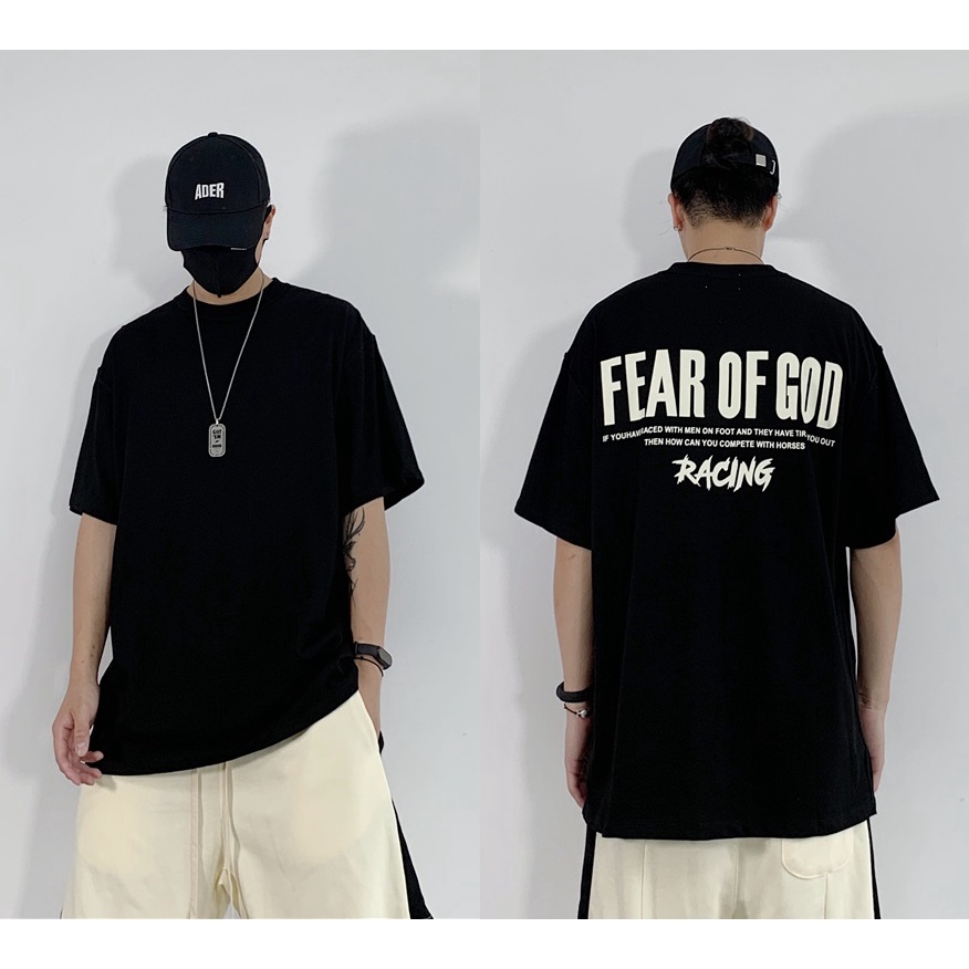 Áo fear of god racing essentials thun vải cotton áo from rộng unisex tay lỡ cổ tròn Semir