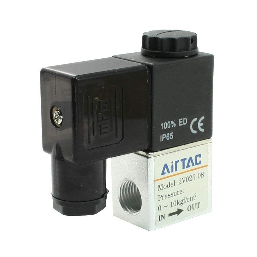Van điện từ khí nén 2 cửa 2 vị trí Airtac, van điện từ khí nén 2v025-08 AIRTAC