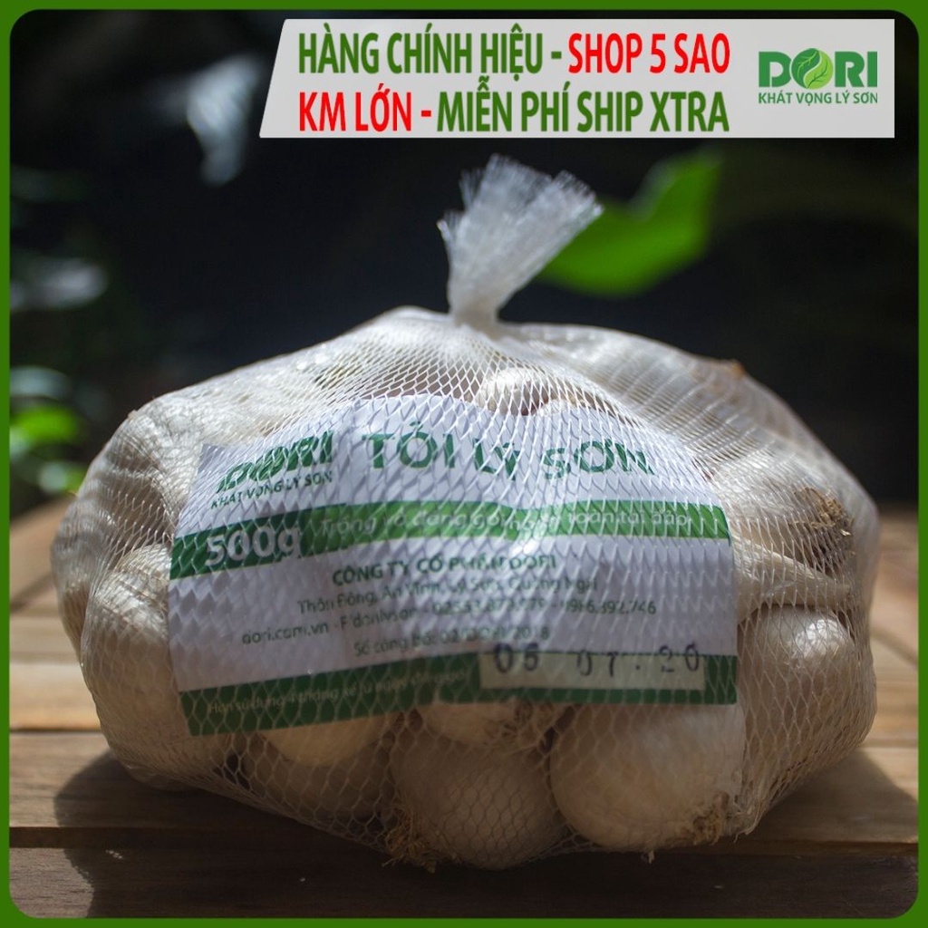 Tỏi Lý Sơn Dori - Loại tỏi nhiều tép - Túi lưới 500g - Trồng tại đảo Lý Sơn - Cam kết đúng xuất xứ