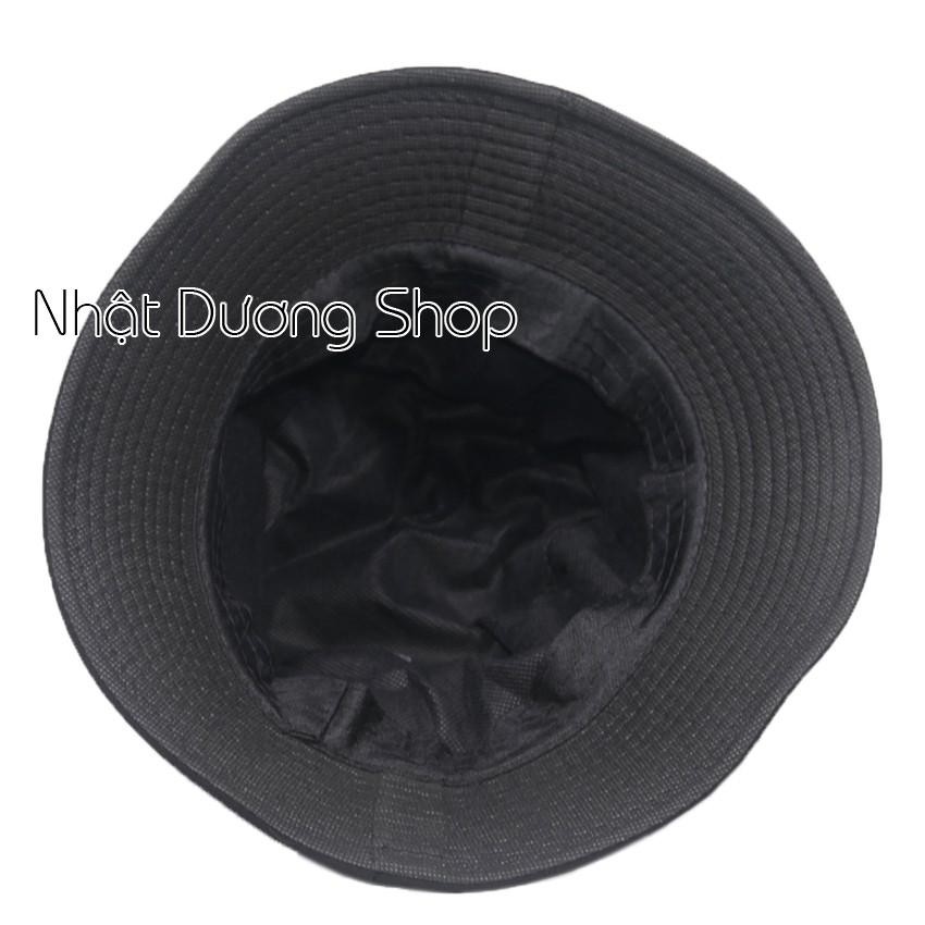 Nón tai bèo thêu hình viên kim cương - Đen, chất liệu Cotton thoáng mát, thích hợp cả nam và nữ