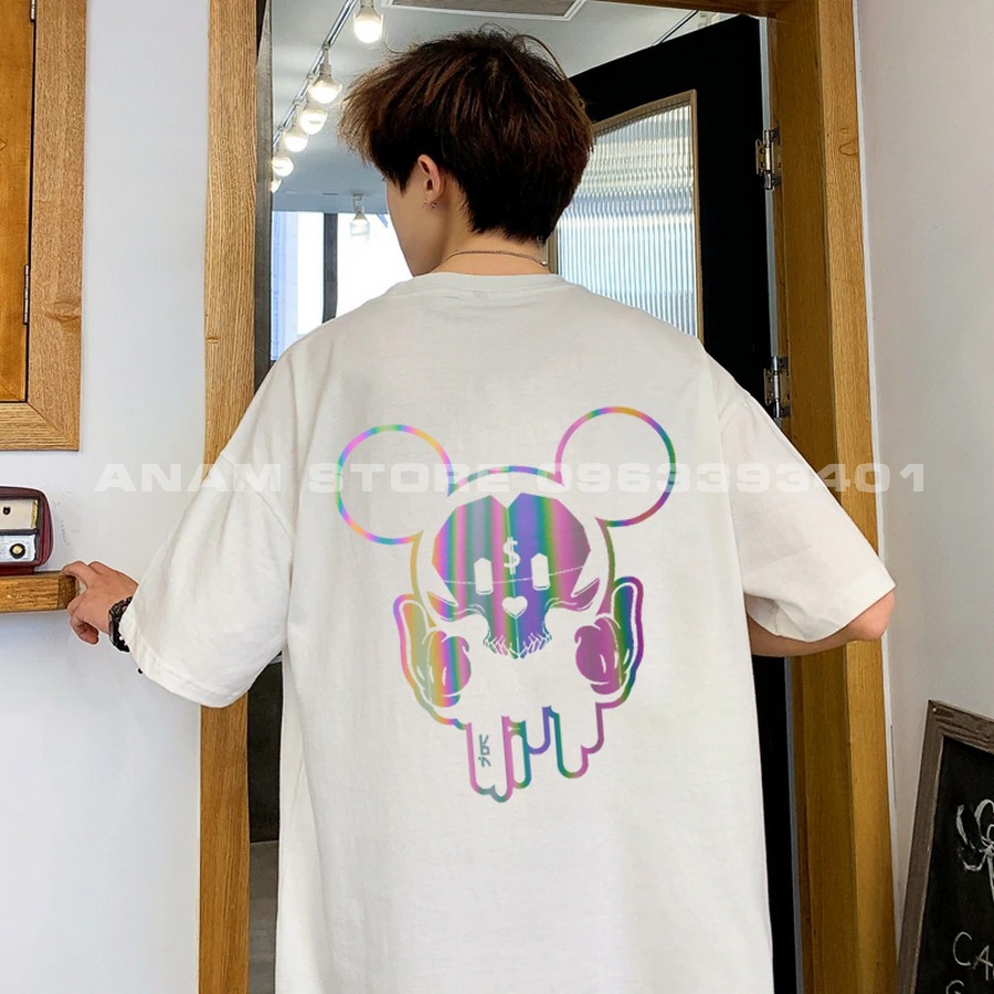 Áo thun phản quang 7 màu tay lỡ Nam Nữ Mikey