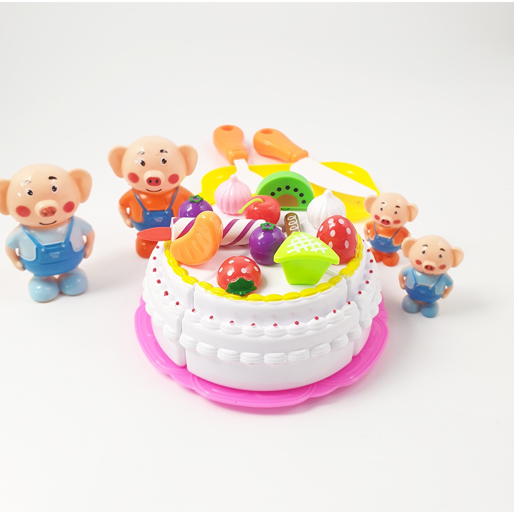 Đồ chơi gia đình lợn làm bánh sinh nhật