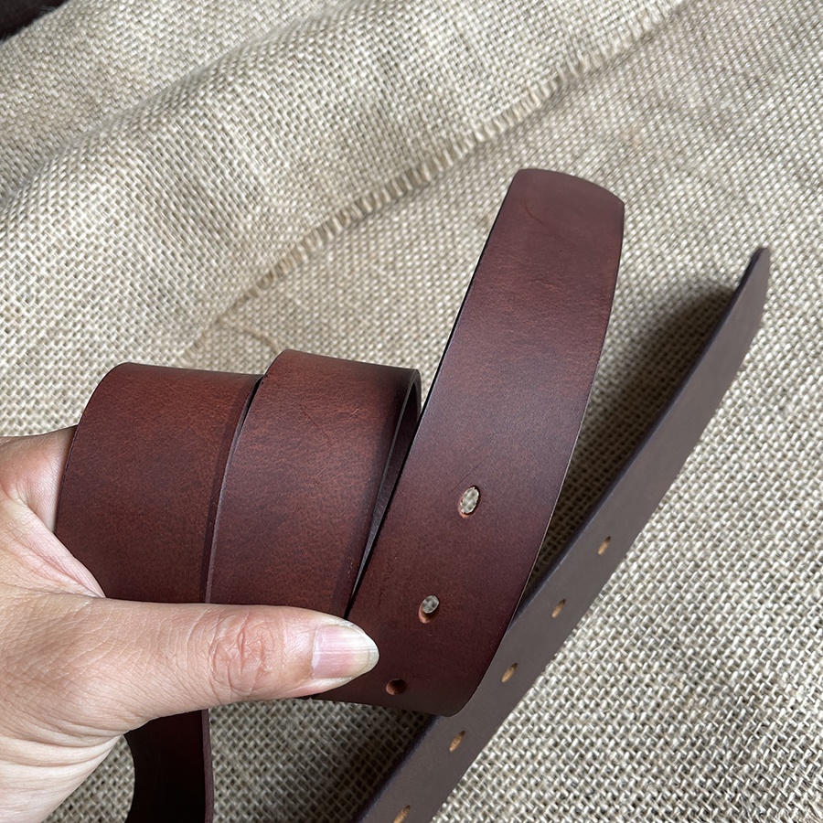 Dây Nịt Da Bò Thắt Lưng Nam Da Bò Sáp Ngựa Điên Không Mặt Khóa D259 Bản Rộng 3.4cm và 3.7cm