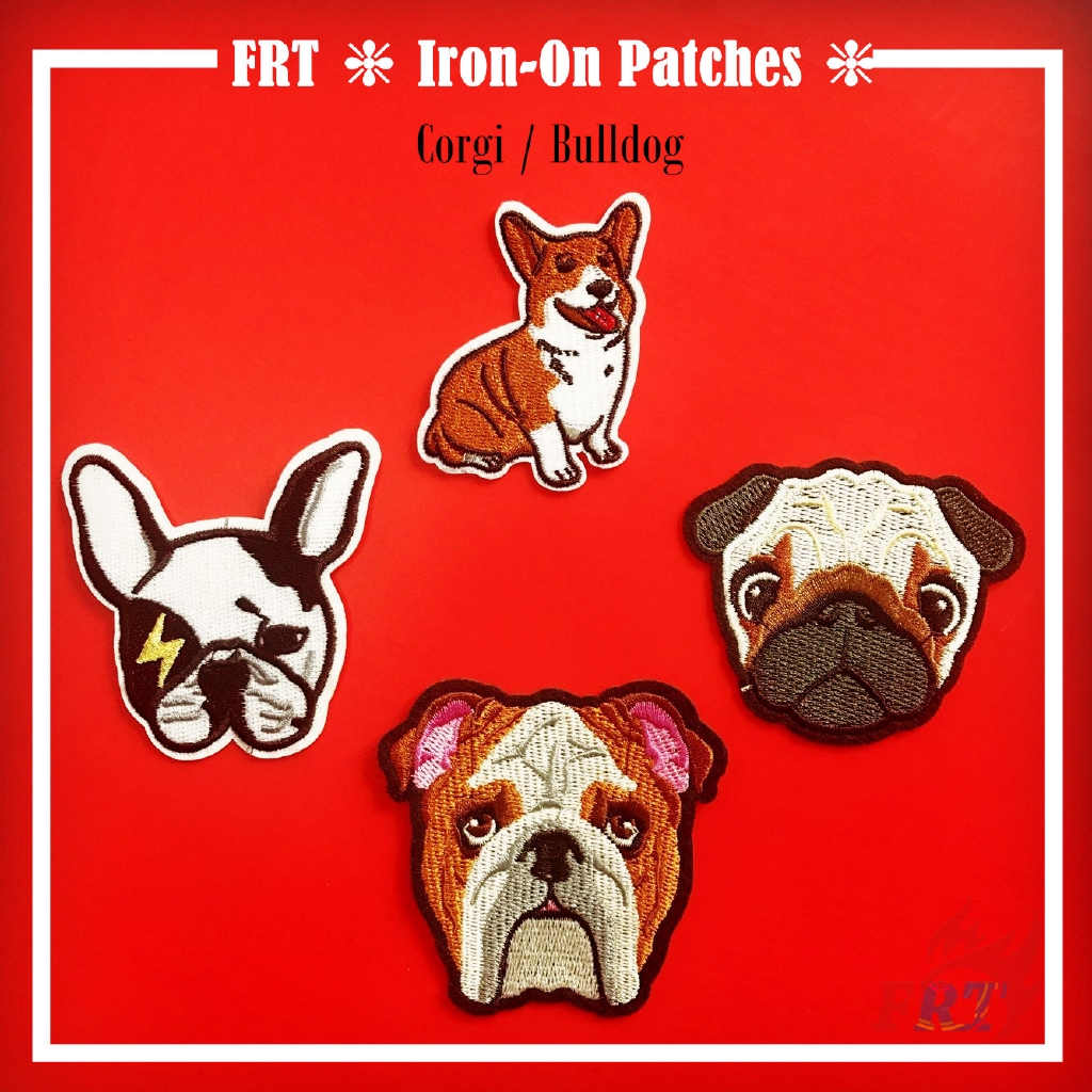 1 miếng vá ủi đồ DIY hình chú chó Corgi / Bulldog dễ thương