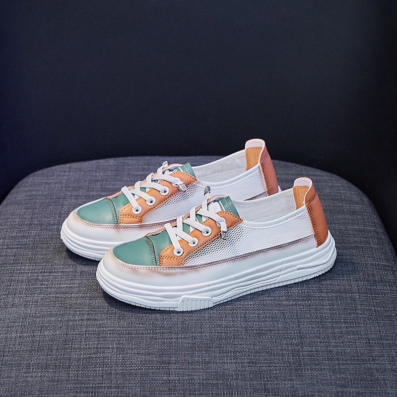 Giày IELGY lưới thoáng khí màu xanh lá/ màu cam phong cách Hàn Quốc thời trang cho nữ