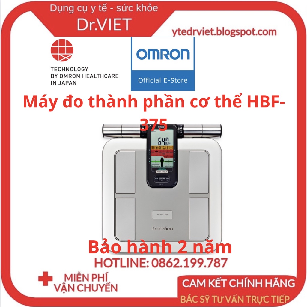 Máy đo thành phần cơ thể Omron HBF-375 - Đo toàn bộ cơ thể cho kết quả chính xác,đánh giá mỡ, chỉ số khối cơ thể