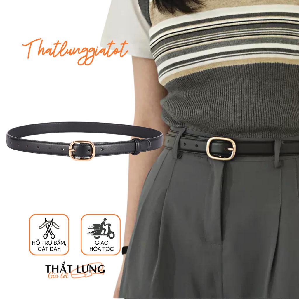 Thắt lưng nữ bản nhỏ Ulzzang mặt tròn màu vàng phong cách Hàn Quốc bản 2.3cm (Hỗ trợ bấm, cắt dây nịt) TL160 - Thắt Lưng