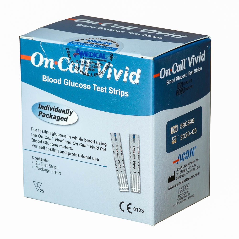 Que thử đường huyết On Call Vivid (hộp 25 que)