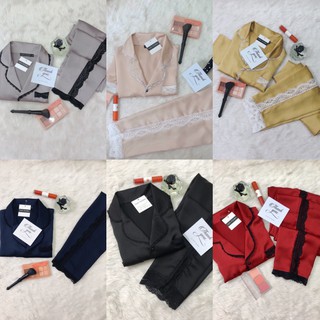 Pijama Lụa cao cấp màu đỏ phối ren 40-70kg {ẢNH THẬT}