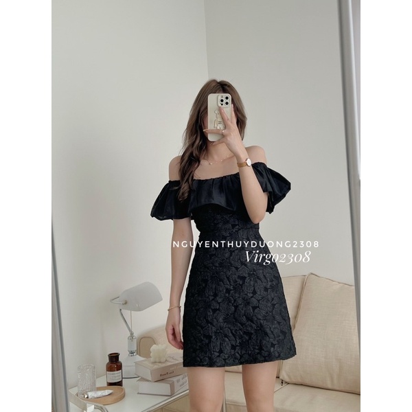 [HÀNG SẴN]VÁY GẤM TACTA TRỄ VAI VOAN TƠ”MISS DRESS” TIỂU THƯ