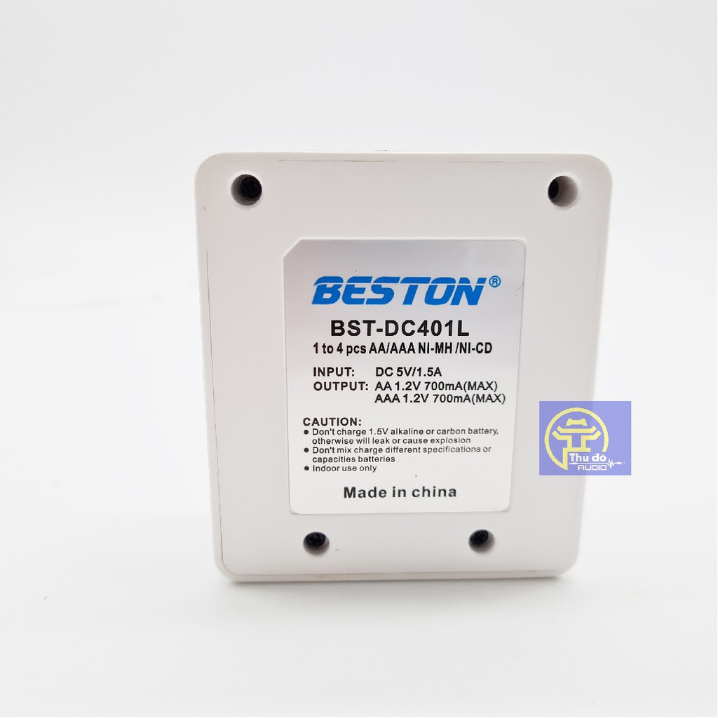 Bộ sạc pin AA/AAA Beston DC401L tự ngắt hàng chính hãng - Có bán kèm pin Beston AA 1200mAh, 3000mAh, 3300mAh