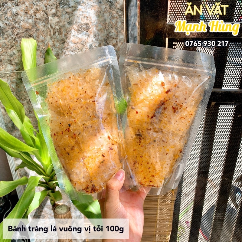 Bánh tráng lá vuông vị tỏi Mạnh Hùng