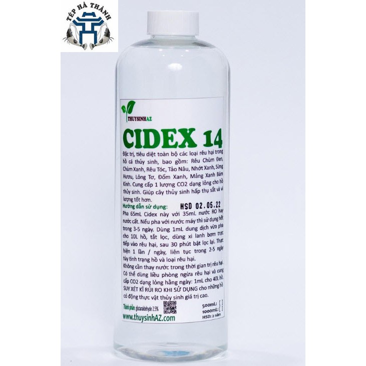 [Mã PET50 giảm 10% - tối đa 50K đơn 250K] Dung Dịch Phòng Trị Rêu Hại Cidex 14 Nguyên Chất - Glutaraldehyde 2.6% 500ml